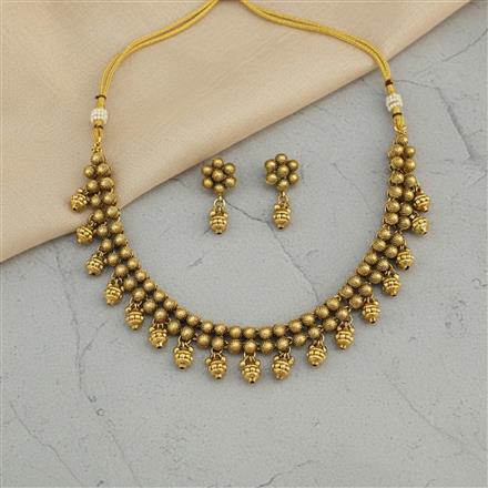 Antique Classic Necklace Set With Matte Gold Plating