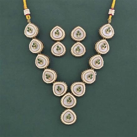 Antique Mother Of Pearl Necklace Set With Mehndi Plating