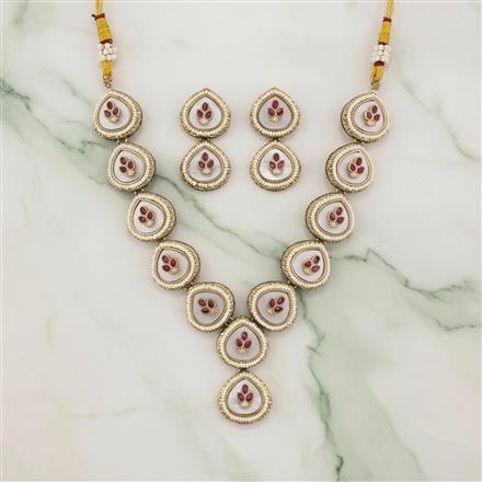 Antique Mother Of Pearl Necklace Set With Mehndi Plating