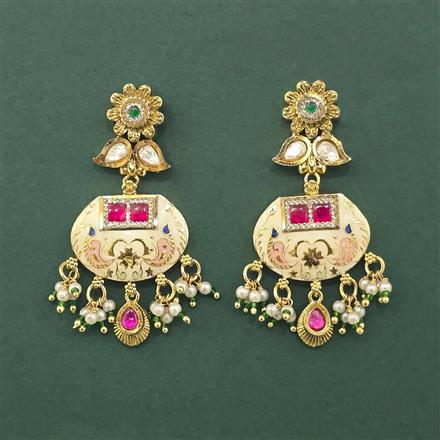 Antique Meenakari Earring With Gold Plating
