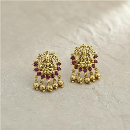 Antique Temple Earring With Matte Gold Plating
