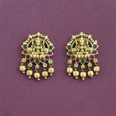 Antique Temple Earring With Matte Gold Plating