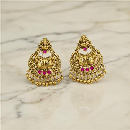 Antique South Indian Earring With Matte Gold Plating
