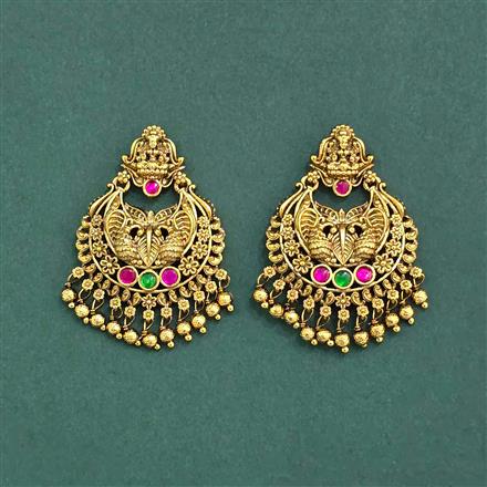 Antique South Indian Earring With Matte Gold Plating