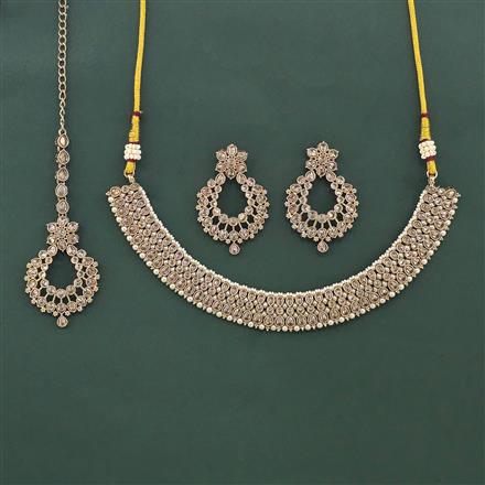 Antique Pearl Necklace Set With Mehndi Plating