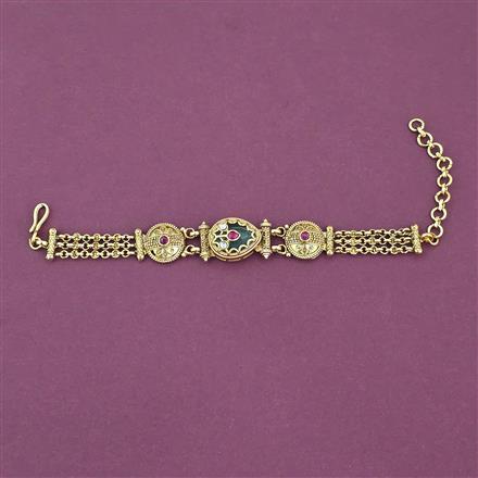 Antique Adjustable Bracelet With Matte Gold Plating