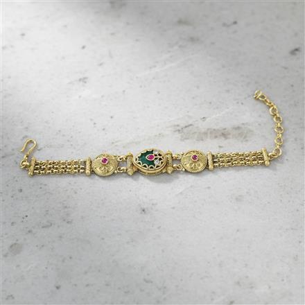 Antique Adjustable Bracelet With Matte Gold Plating