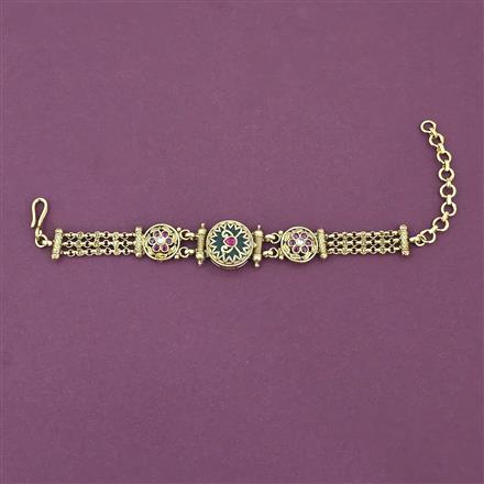 Antique Adjustable Bracelet With Matte Gold Plating