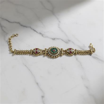 Antique Adjustable Bracelet With Matte Gold Plating