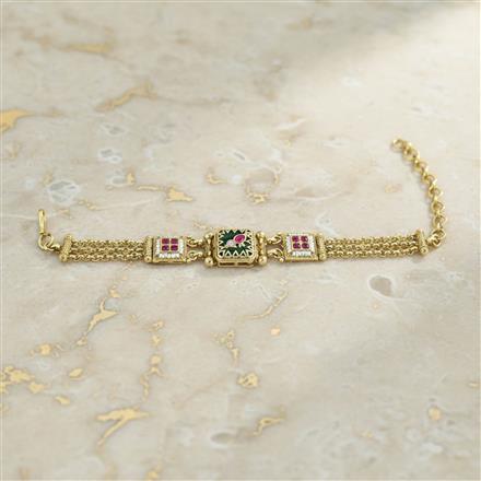 Antique Moti Bracelet With Matte Gold Plating