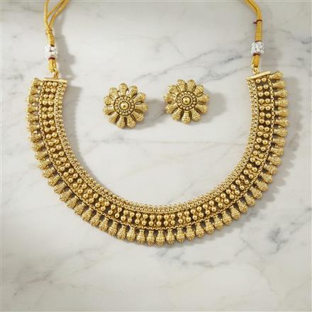 Antique Plain Gold Necklace Set With Gold Plating