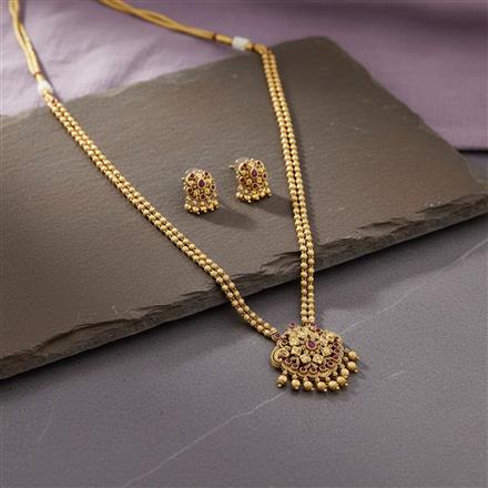 Antique South Indian Necklace Set With Matte Gold Plating