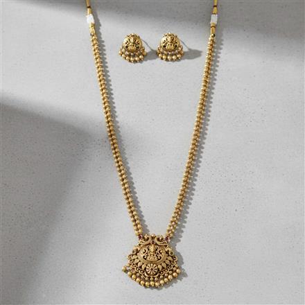 Antique South Indian Necklace Set With Matte Gold Plating