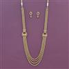Antique Long Necklace Set With Matte Gold Plating