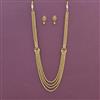 Antique Long Necklace Set With Matte Gold Plating