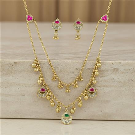 Antique Classic Necklace Set With Matte Gold Plating