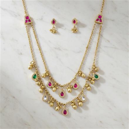 Antique Classic Necklace Set With Matte Gold Plating