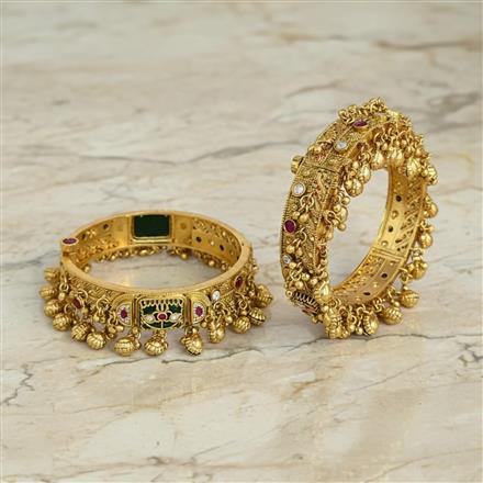 Antique Openable Bangles With Matte Gold Plating