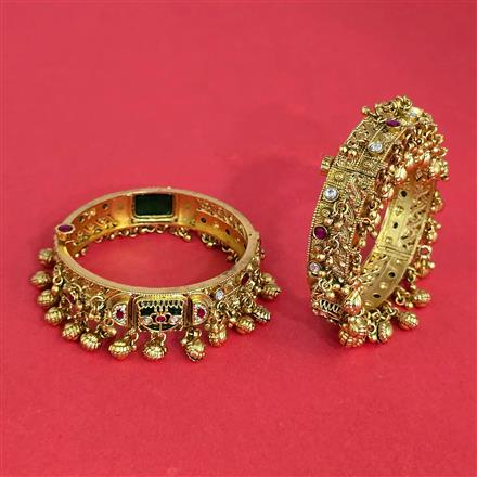 Antique Openable Bangles With Matte Gold Plating