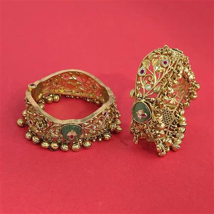 Antique Openable Bangles With Matte Gold Plating