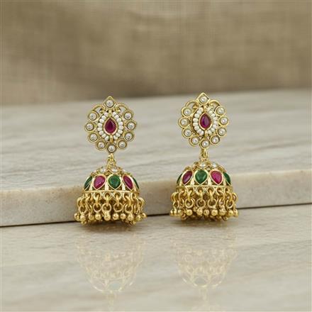 Antique Moti Earring With Matte Gold Plating