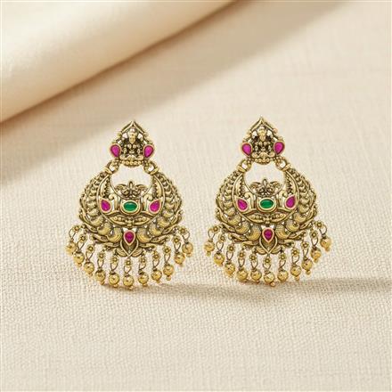 Antique Temple Earring With Matte Gold Plating
