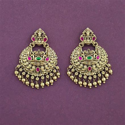 Antique Temple Earring With Matte Gold Plating