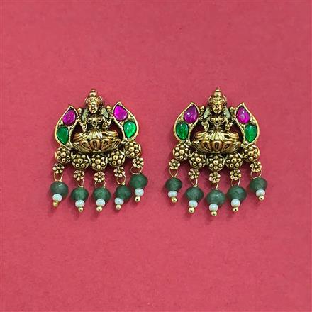 Antique Temple Earring With Matte Gold Plating