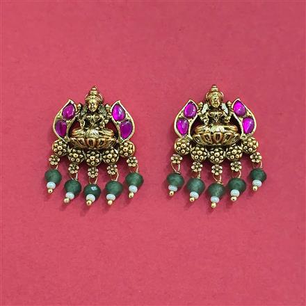 Antique Temple Earring With Matte Gold Plating