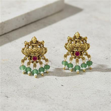 Antique Temple Earring With Matte Gold Plating