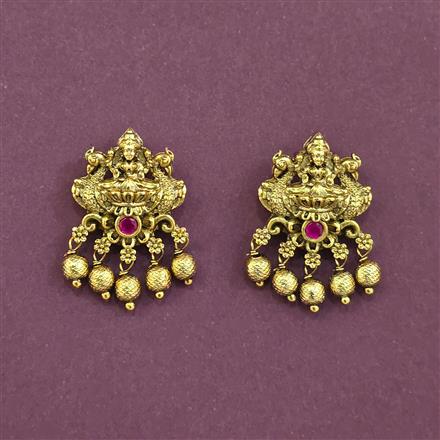 Antique Temple Earring With Matte Gold Plating