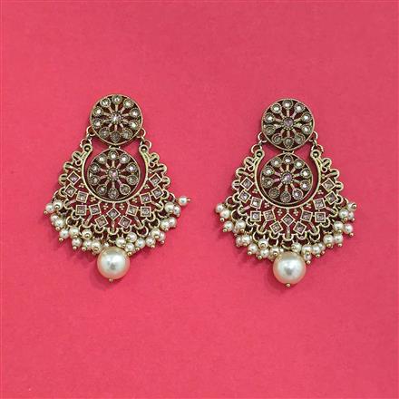 Antique Moti Earring With Mehndi Plating