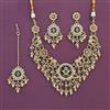 Antique Moti Necklace Set With Matte Gold Plating