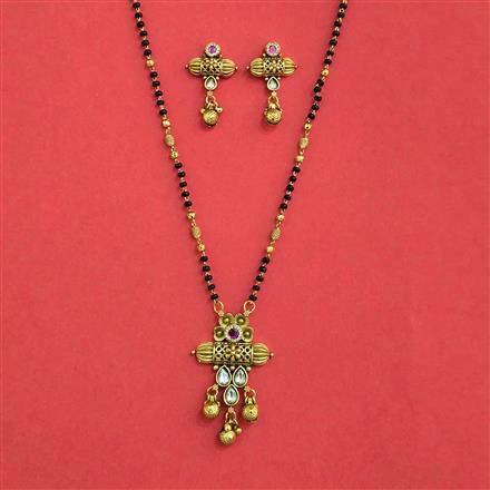 Antique Classic Mangalsutra With Matte Gold Plating