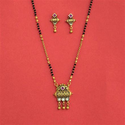 Antique Classic Mangalsutra With Matte Gold Plating
