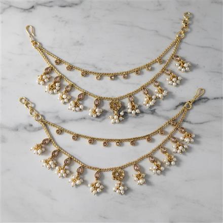 Antique Moti Ear Chain With Gold Plating
