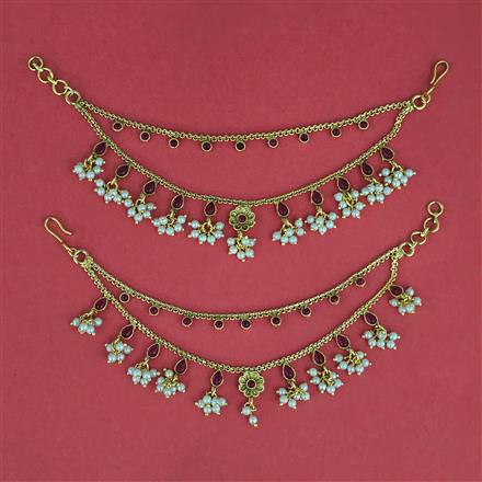 Antique Moti Ear Chain With Gold Plating