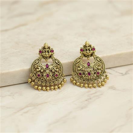 Antique South Indian Earring With Matte Gold Plating