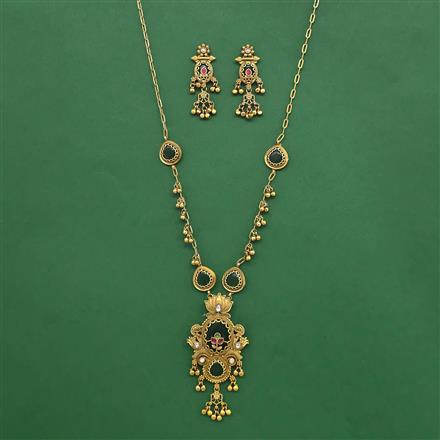 Antique Classic Pendant Set With Matte Gold Plating
