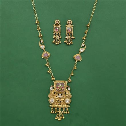 Antique Classic Pendant Set With Matte Gold Plating