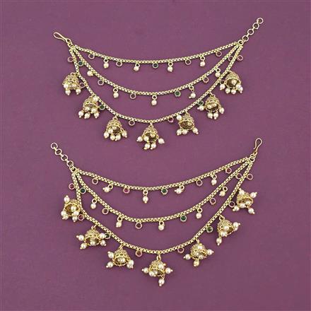 Antique Moti Ear Chain With Gold Plating