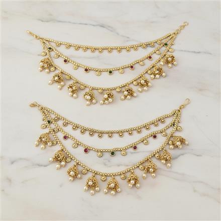 Antique Moti Ear Chain With Gold Plating