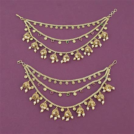 Antique Moti Ear Chain With Gold Plating