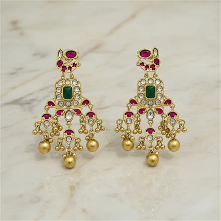 Antique Moti Earring With Matte Gold Plating