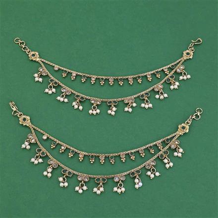Antique Moti Ear Chain With Mehndi Plating