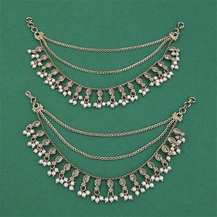 Antique Moti Ear Chain With Mehndi Plating