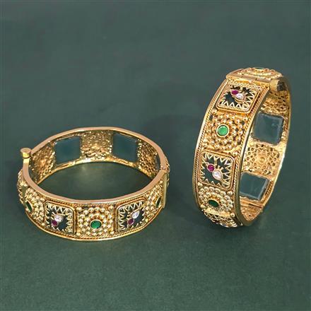 Antique Openable Bangles With Matte Gold Plating