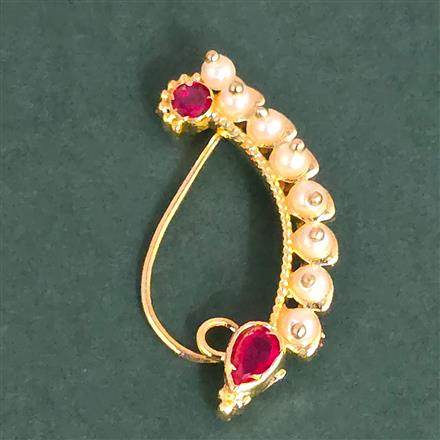 Antique Moti Nose Ring With Gold Plating
