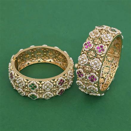 Antique Openable Bangles With Matte Gold Plating
