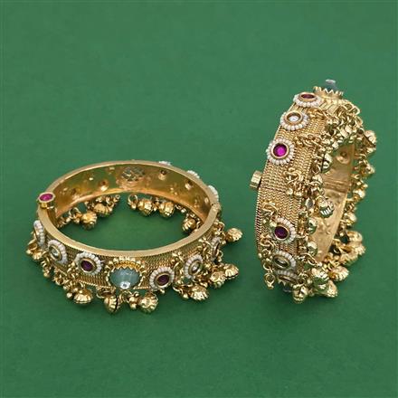 Antique Moti Bangles With Matte Gold Plating